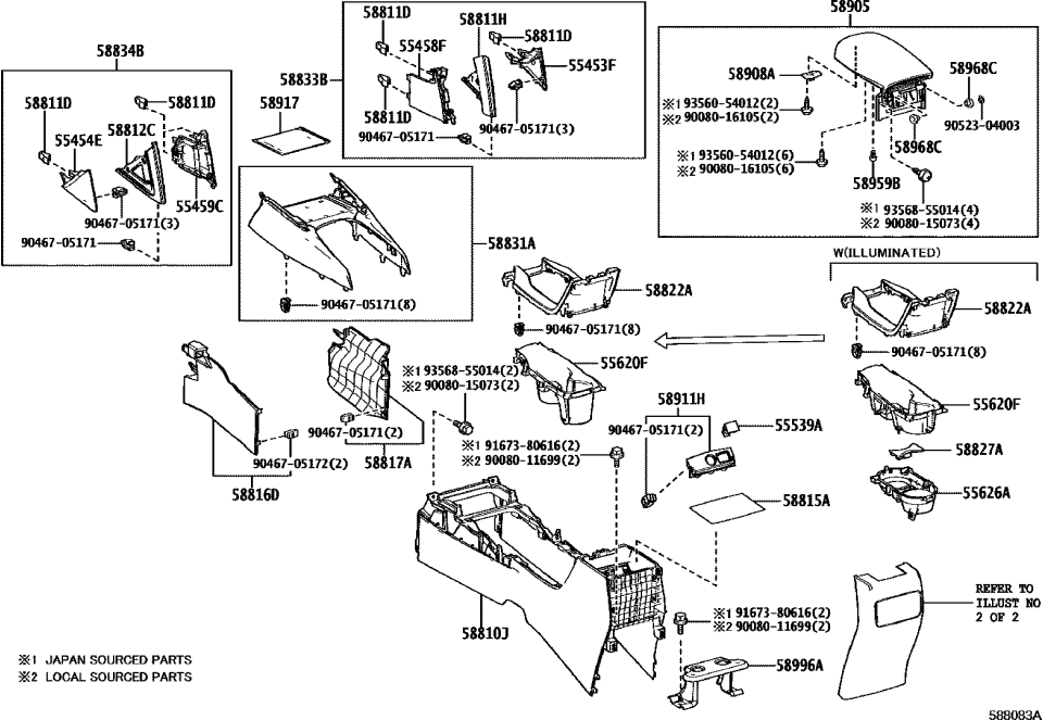 Toyota 58833-0A110-B0 GARNISH, CONSOLE UPR