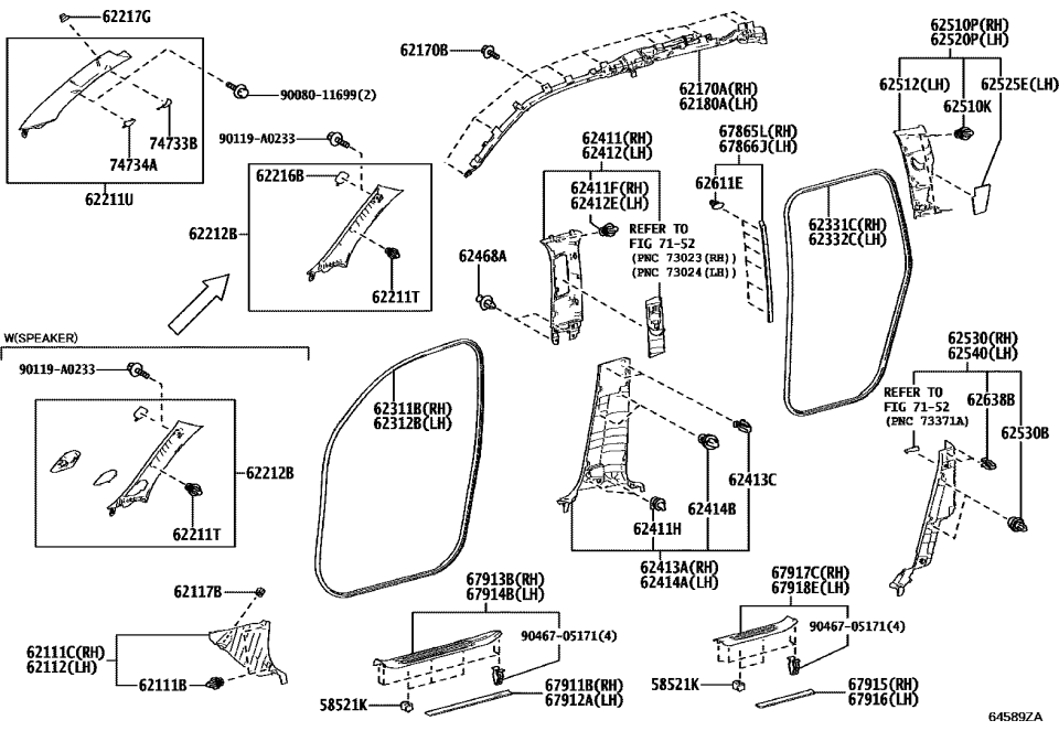 Toyota 62413-AK010-C1 GARNISH, CTR PILLAR