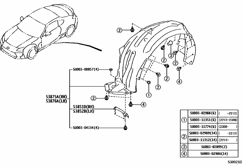 Toyota SU003-11351 CLIP 2PIECE D7