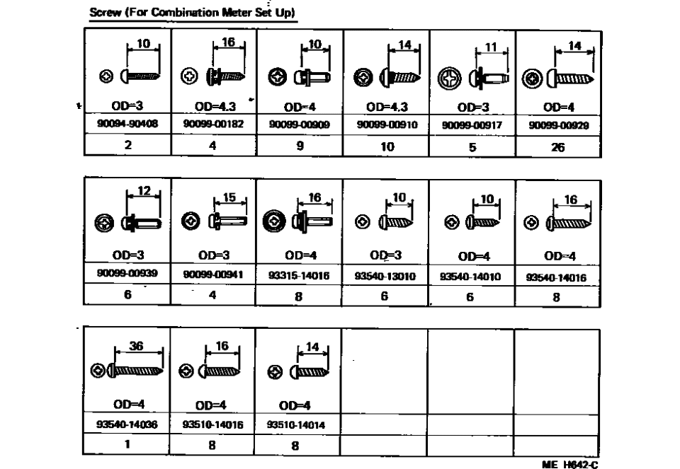 Toyota 93540-13010 Screw, Tapping