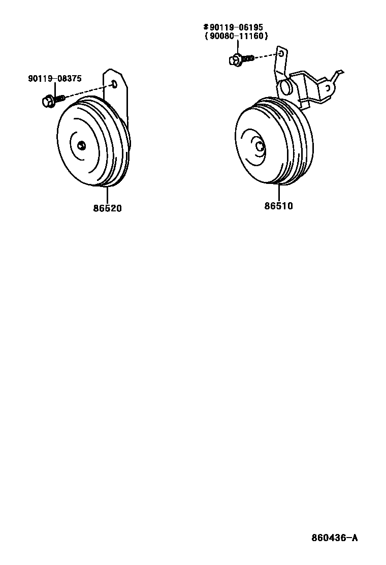 Toyota 90080-11160 Bolt, w/Washer