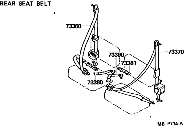 1992 Toyota Pickup 2 Wheel Drive-NAP Seat Belt Diagram 2