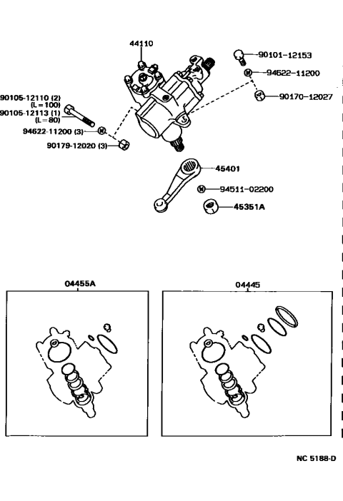 1992 Toyota Pickup 2 Wheel Drive-NAP Front Steering Gear & Link Diagram 3