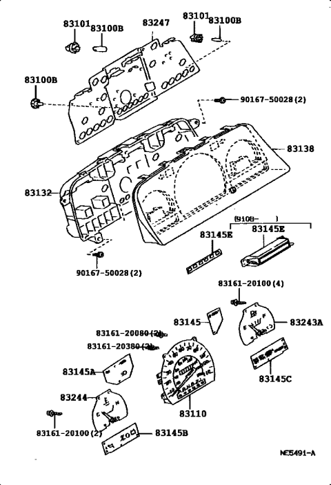 1992 Toyota Pickup 2 Wheel Drive-NAP Meter Diagram 3