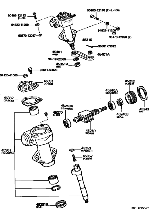 1992 Toyota Pickup 2 Wheel Drive-NAP Front Steering Gear & Link Diagram 2