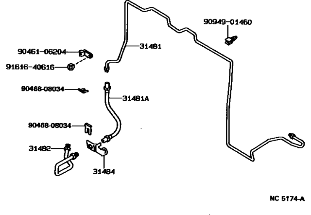 1992 Toyota Pickup 2 Wheel Drive-NAP Clutch Pedal & Flexible Hose Diagram 2