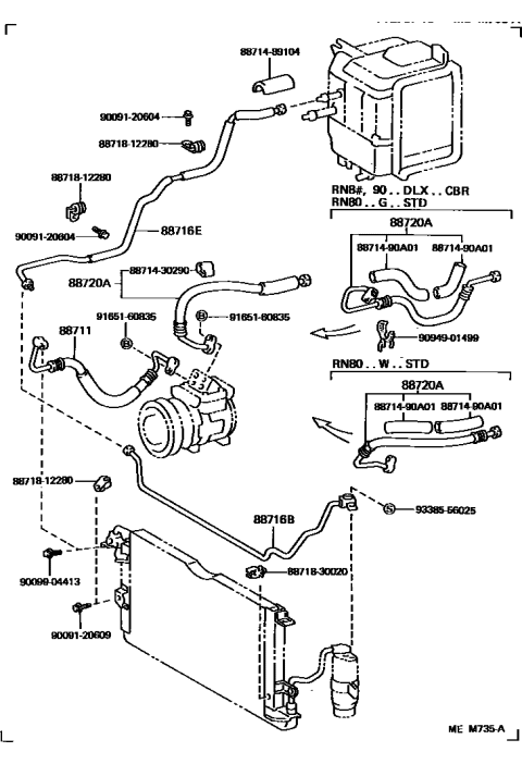 1992 Toyota Pickup 2 Wheel Drive-NAP Heating & Air Conditioning - Cooler Piping Diagram 2