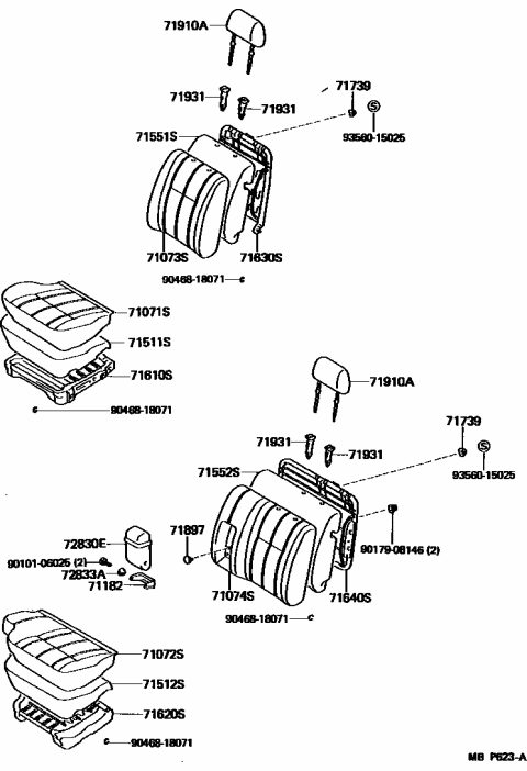 1992 Toyota Pickup 2 Wheel Drive-NAP Seat & Seat Track Diagram 3