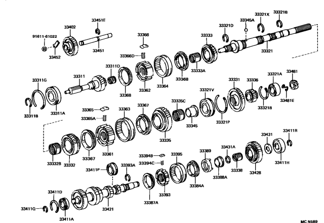 1992 Toyota Pickup 2 Wheel Drive-NAP Transmission Gear (MTM) Diagram 2