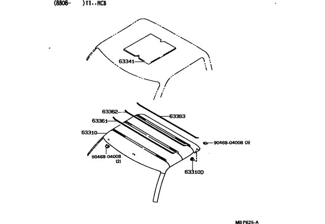 1992 Toyota Pickup 2 Wheel Drive-NAP Roof Headlining & Silencer Pad Diagram 2