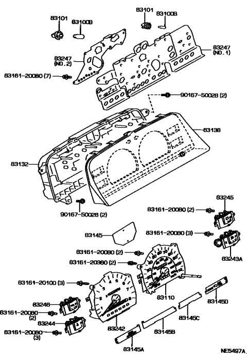 1992 Toyota Pickup 2 Wheel Drive-NAP Meter Diagram 2