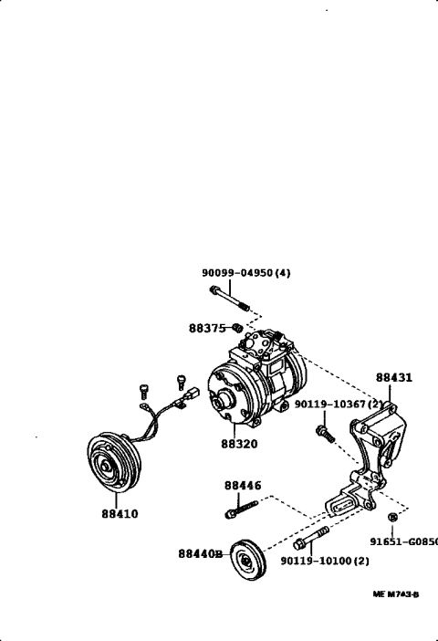 1992 Toyota Pickup 2 Wheel Drive-NAP Heating & Air Conditioning - Compressor Diagram 2