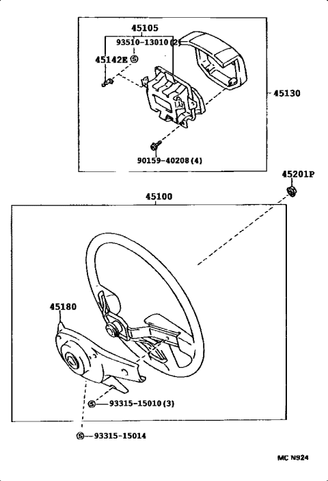 1992 Toyota Pickup 2 Wheel Drive-NAP Steering Wheel Diagram 3