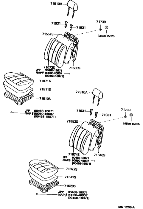 1992 Toyota Pickup 2 Wheel Drive-NAP Seat & Seat Track Diagram 6