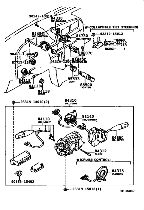 1992 Toyota Pickup 2 Wheel Drive-NAP Switch & Relay & Computer Diagram 2