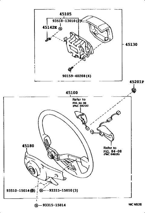 1992 Toyota Pickup 2 Wheel Drive-NAP Steering Wheel Diagram 2