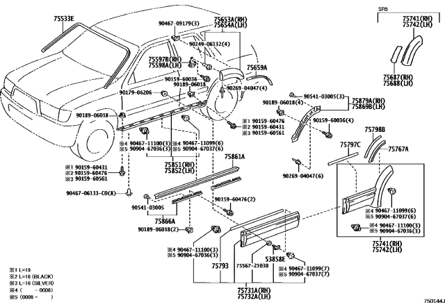2002 Toyota 4Runner Moulding Diagram 2