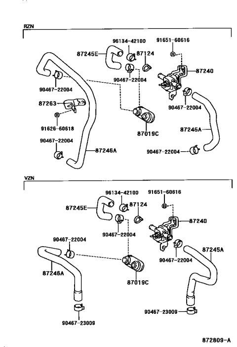 2002 Toyota 4Runner Heating & Air Conditioning - Water Piping Diagram 2