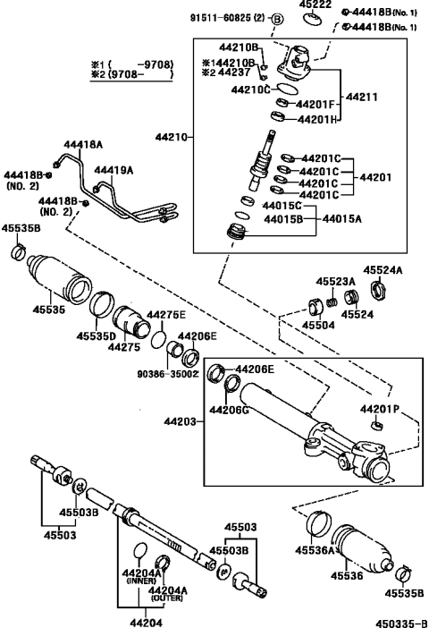 2002 Toyota 4Runner Front Steering Gear & Link Diagram 2