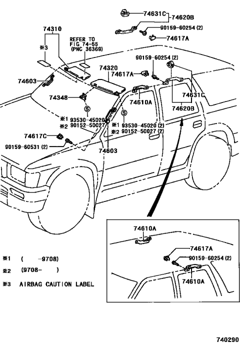 2002 Toyota 4Runner Armrest & Visor Diagram 2