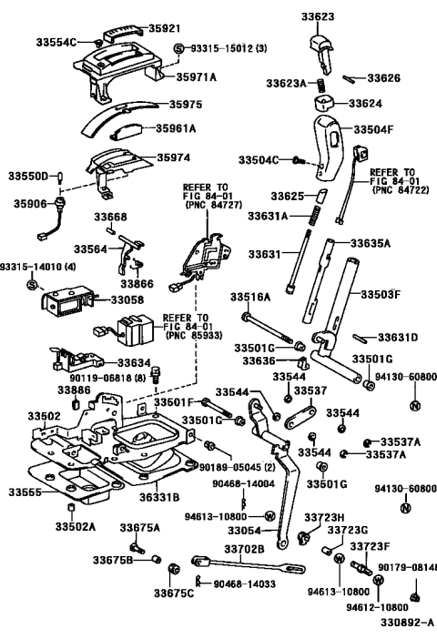 2002 Toyota 4Runner Shift Lever & Retainer Diagram 2