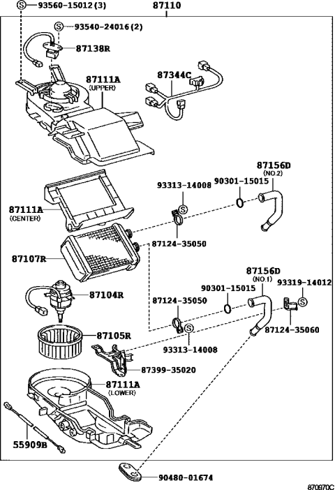 2002 Toyota 4Runner Heating & Air Conditioning - Heater Unit & Blower Diagram 5