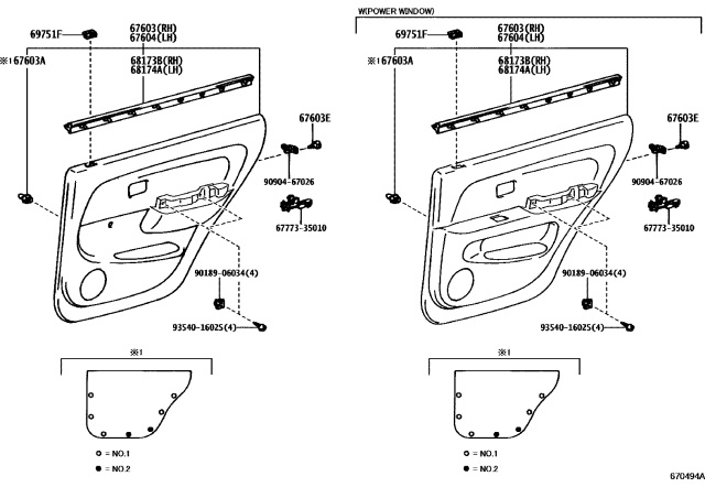2002 Toyota 4Runner Rear Door Panel & Glass Diagram 2