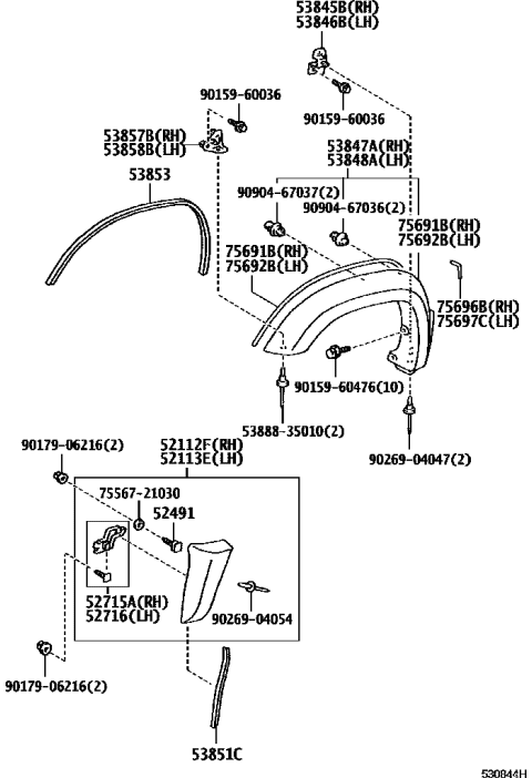 2002 Toyota 4Runner Hood & Front Fender Diagram 2