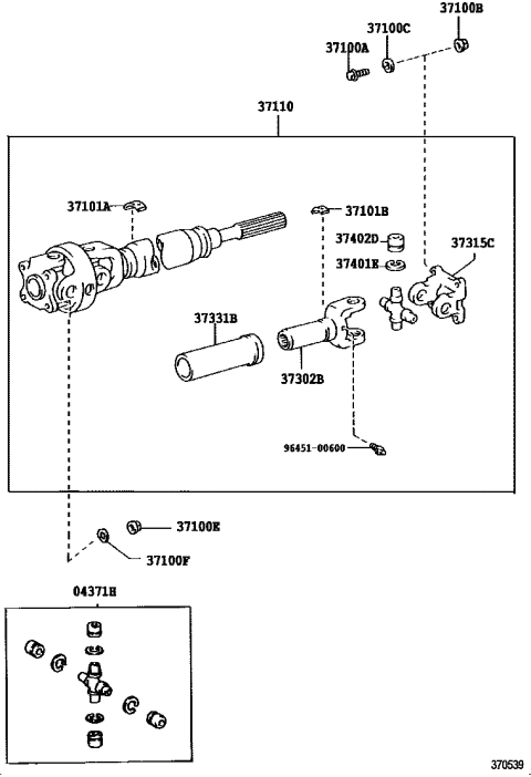 2002 Toyota 4Runner Propeller Shaft & Universal Joint Diagram 3