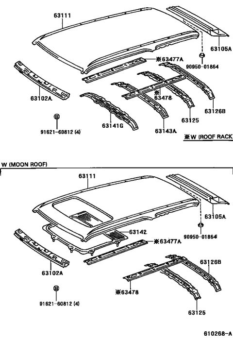 2002 Toyota 4Runner Roof Panel & Back Panel Diagram 2