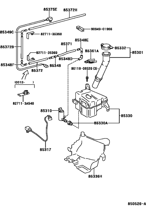 2002 Toyota 4Runner Windshield Washer Diagram 3