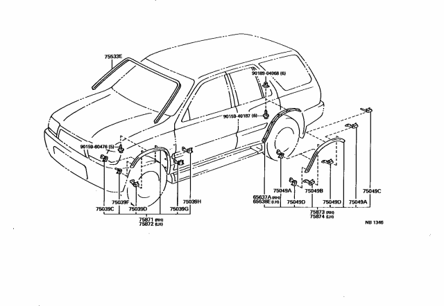 2002 Toyota 4Runner Moulding Diagram 3