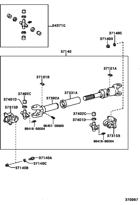 2002 Toyota 4Runner Propeller Shaft & Universal Joint Diagram 2