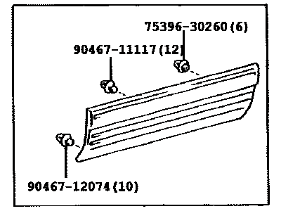 Toyota 75071-60030-H1 Front Door Moulding Sub-Assembly Outside Right Hand 75071-60030-H1 Toyota Front Door Moulding Sub-Assembly Outside Right Hand Illustration 1 of 1