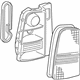 Toyota 81561-52350 Lens & Body, Rear Combination Lamp, LH