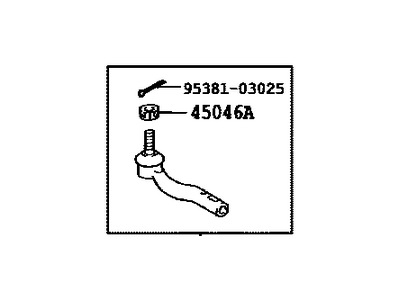 Toyota 45047-49025 Tie Rod End Sub-Assembly, Left