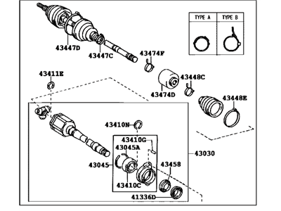 Toyota 43410-44042 Shaft Assembly, Front Drive