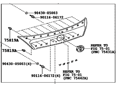 Toyota 76801-0T060-C0 Garnish Sub-Assembly, Ba