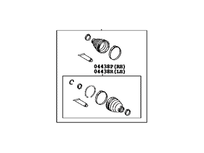 Toyota 04429-0T026 Rear Cv Joint Boot Kit