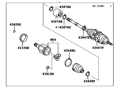 Toyota 43420-0E100 Shaft Assembly, Front Drive, Left