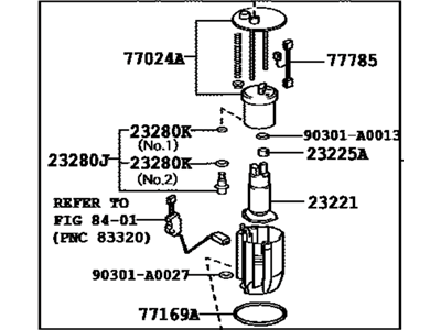 2017 Toyota Venza Fuel Pump - 77020-0T010