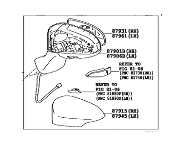 Toyota Venza Car Mirror - 87910-0T071-D1