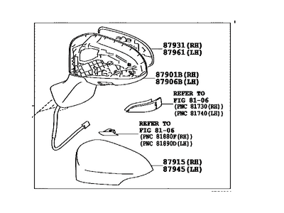 Toyota 87910-0T040-C0 Outside Rear View Passenger Side Mirror Assembly