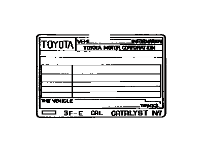 Toyota 11298-66050 Plate, Emission Control Information