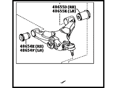 Toyota 48068-09100 Front Suspension Control Arm Sub-Assembly Lower Right