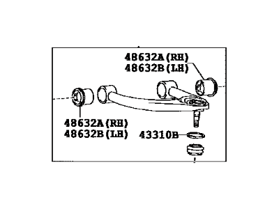 Toyota 48630-0C011 Front Suspension Control Arm Assembly Upper Left