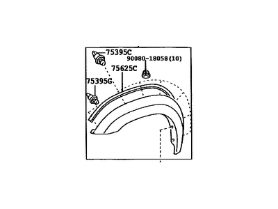 Toyota 75612-0C900 Moulding Sub-Assy, Front Fender, LH