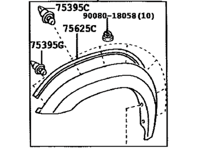 Toyota 75611-0C901 Moulding Sub-Assy, Front Fender, RH