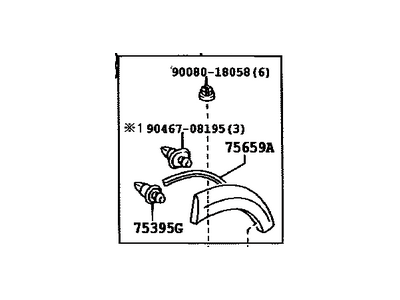 Toyota 75654-0C900 Moulding Sub-Assy, Quarter Outside, LH