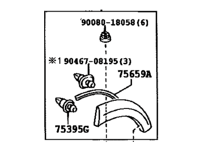 Toyota 75653-0C900 Moulding Sub-Assy, Quarter Outside, RH